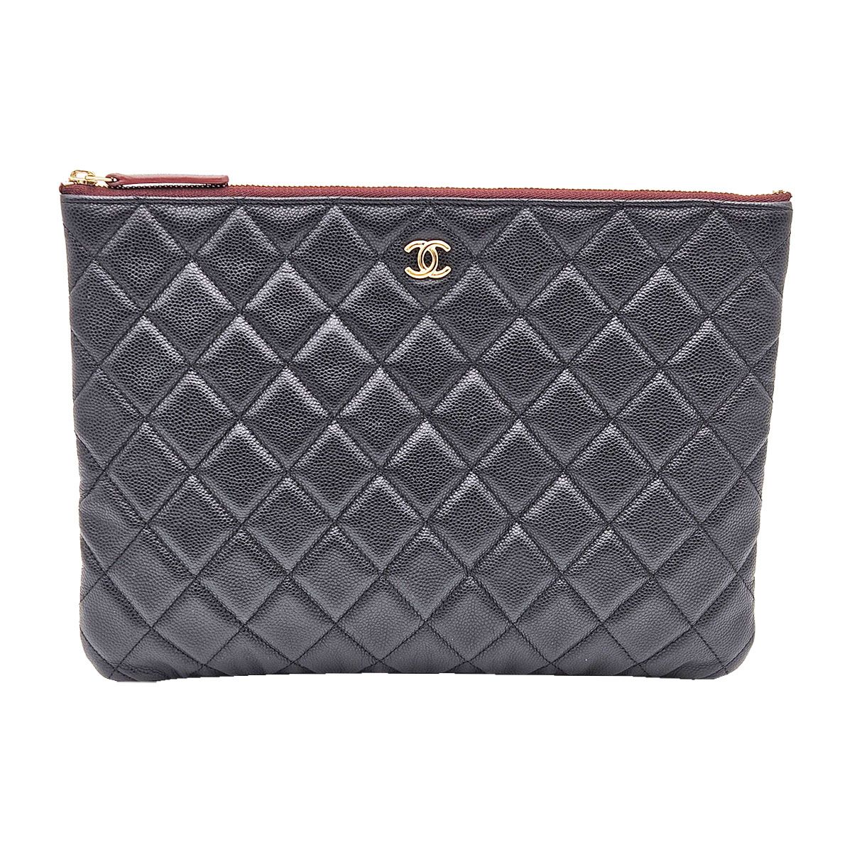 CHANEL Black Caviar Classic Neodium Clutch with Gold Trim (Size 31)