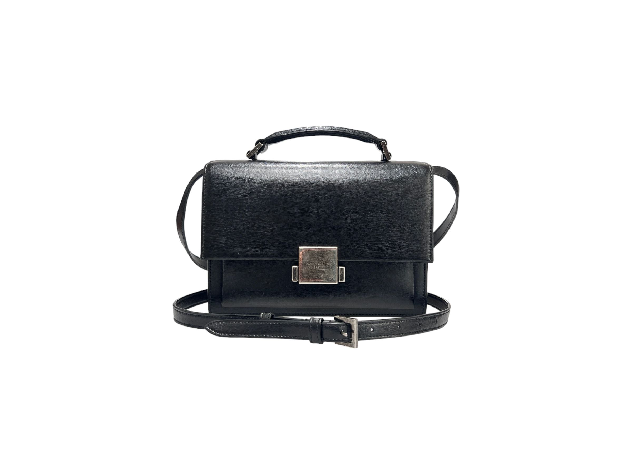 Saint Laurent Black Calfskin Top Handle Shoulder Bag Medium 482051