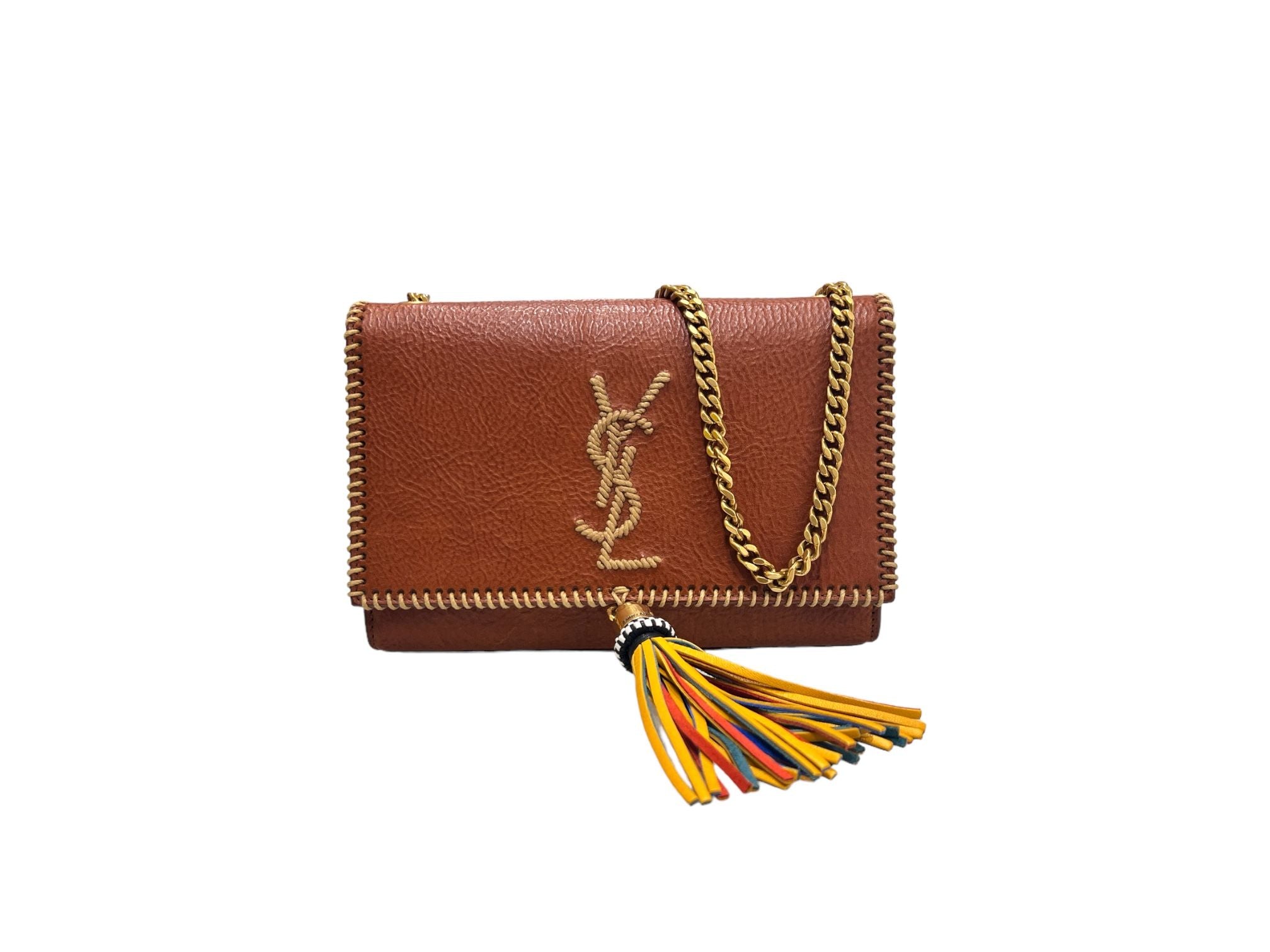 Saint Laurent Logo Chain Bag 504572 Brown