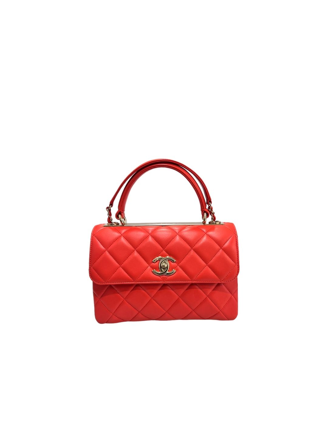 CHANEL Trendy CC Small Shoulder Bag Lambskin Red A92236