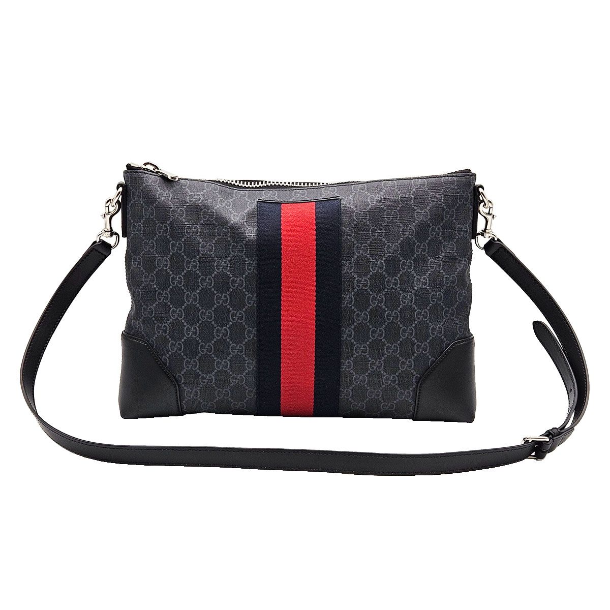 Gucci Supreme Canvas Web Stripe Messenger Crossbody Bag 474139
