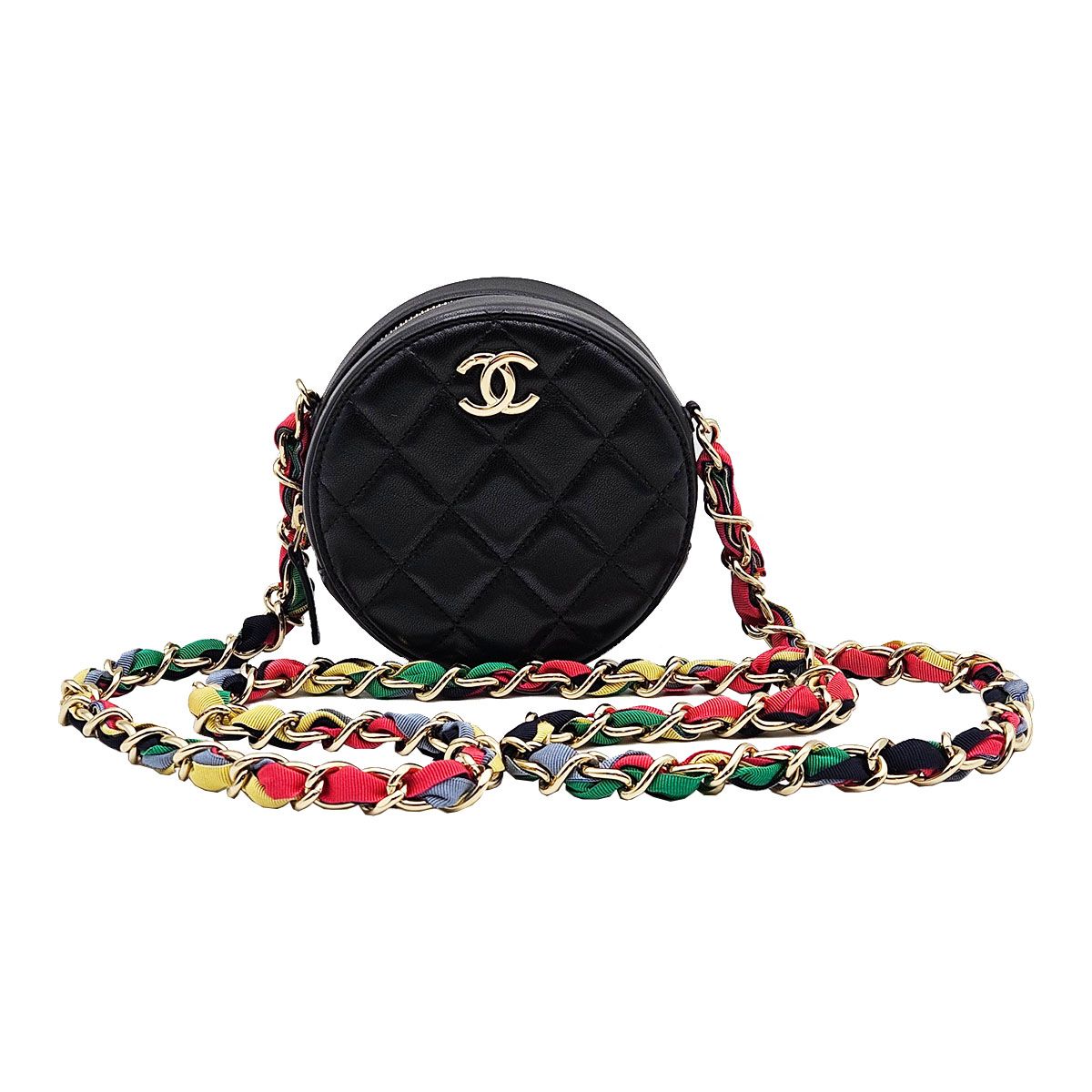 CHANEL Black Multi-chain Mini Round Bag (Size 30) AP2055