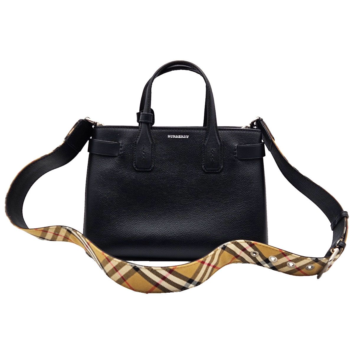 Burberry Black Calfskin Small Banner 2-Way Bag 40767481