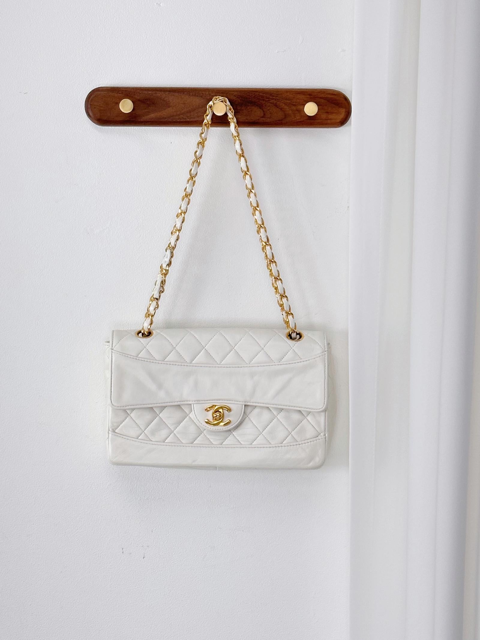 CHANEL White Half Flap Matelasse Shoulder Cross Bag 3VCHB31541