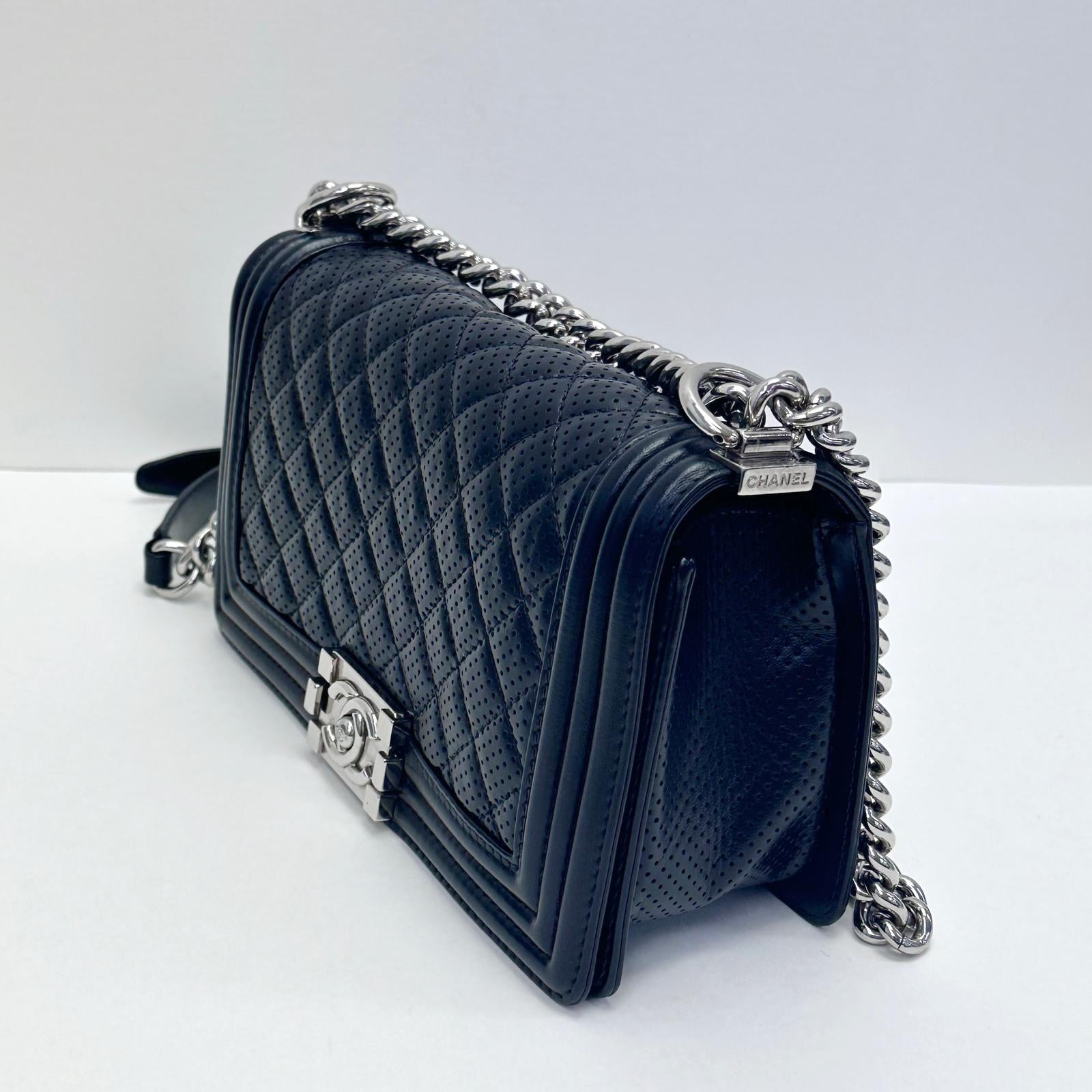 CHANEL Black Chain Boy Bag 19A 3VCHB23005