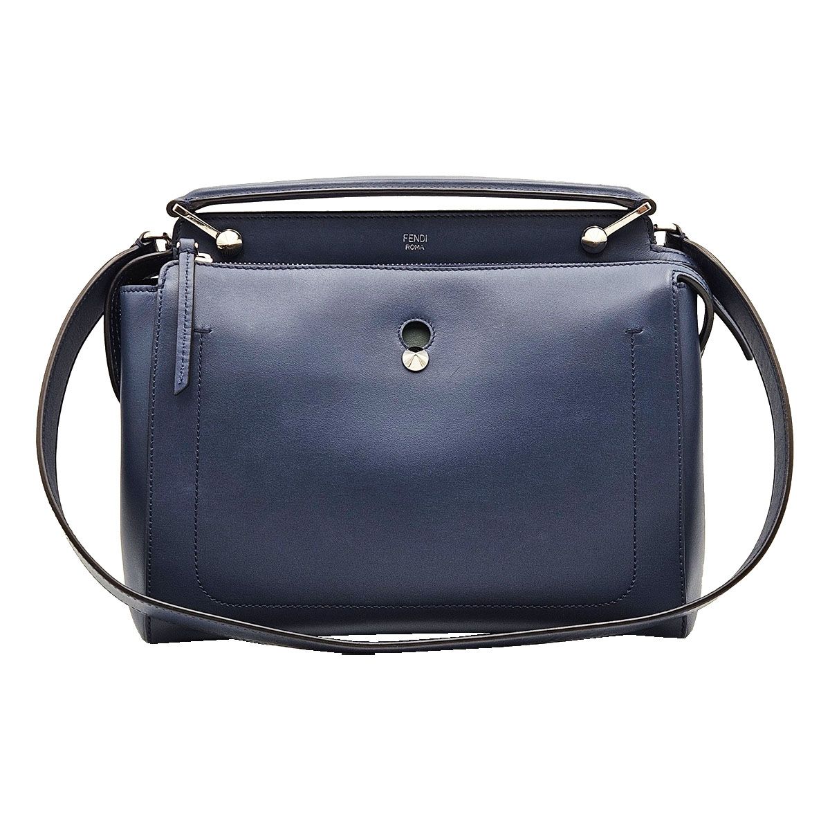 Fendi Navy Leather Dot-Com Medium Tote Bag 8BN293