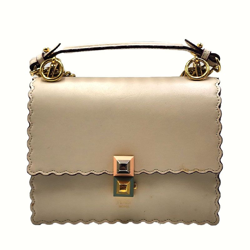 Fendi Chain Shoulder Bag Ivory 8M0381