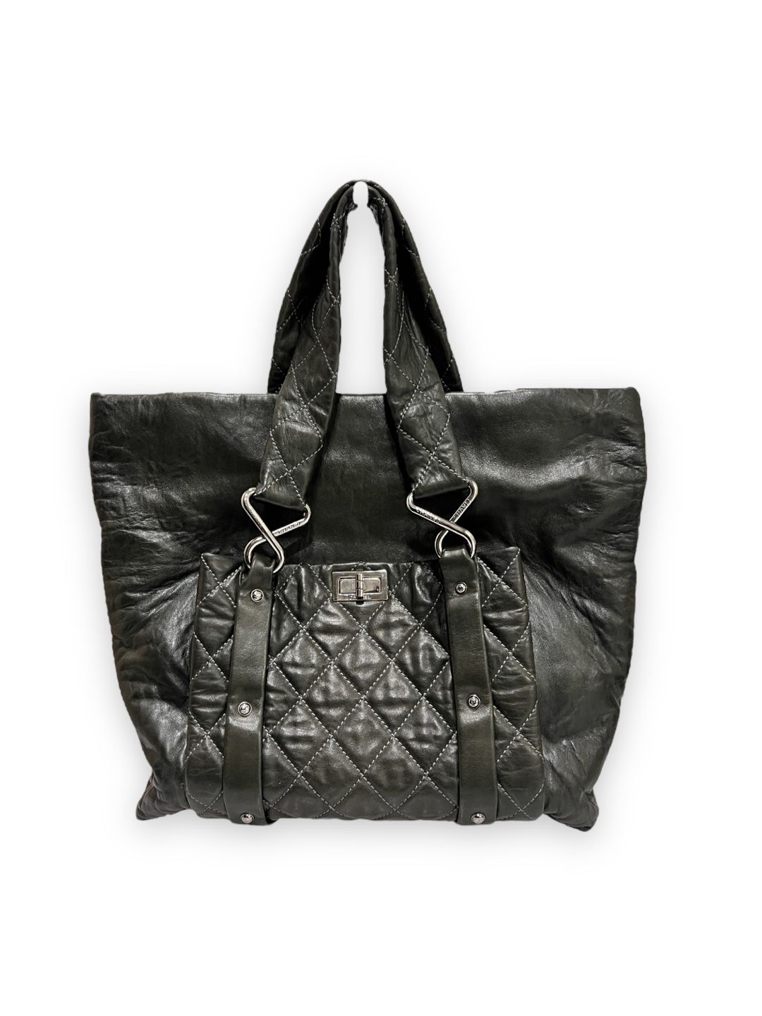 CHANEL Vintage 2.55 Mademoiselle Women's Tote Bag Khaki SKU 11