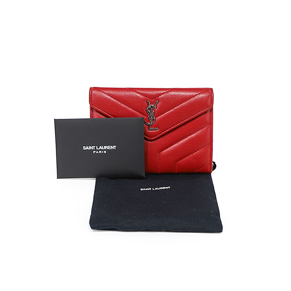 Saint Laurent Red Y Quilting Lulu Envelope Card Holder 504668