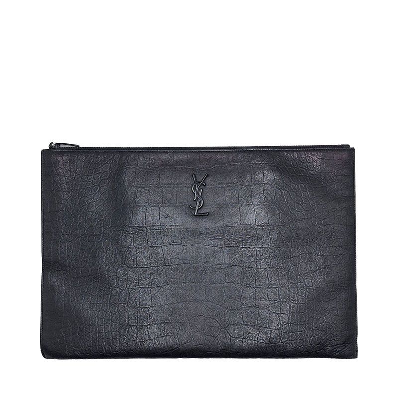 Saint Laurent Exotic Pattern Leather Clutch 485628