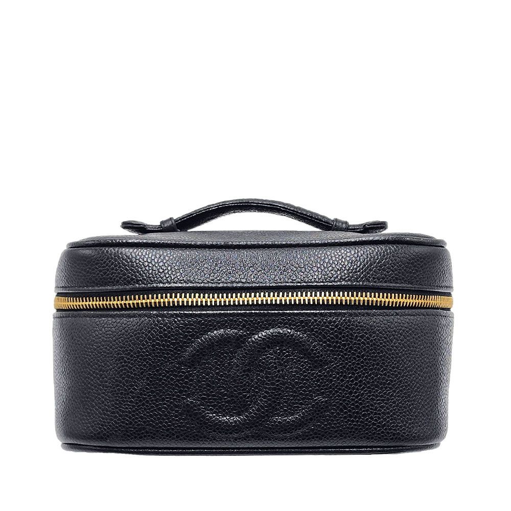 CHANEL Caviar Leather CC Logo Vanity Bag Black SKU123