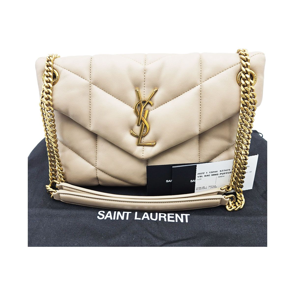 Saint Laurent Vintage Napa Quilted Loulou Puffer Small Chain Shoulder Bag 577476