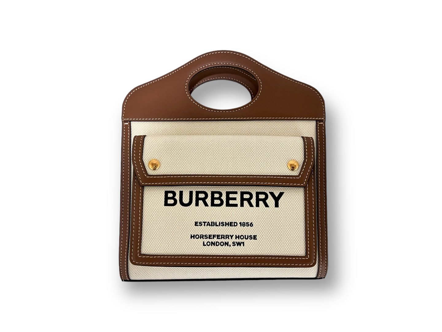 Burberry Mini Two-Tone Canvas Leather Pocket Bag SKU123