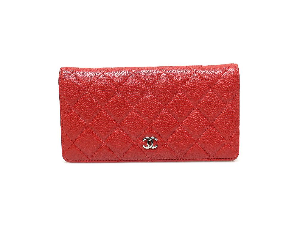 CHANEL Classic Long Flap Wallet Red Caviar (Size 18)