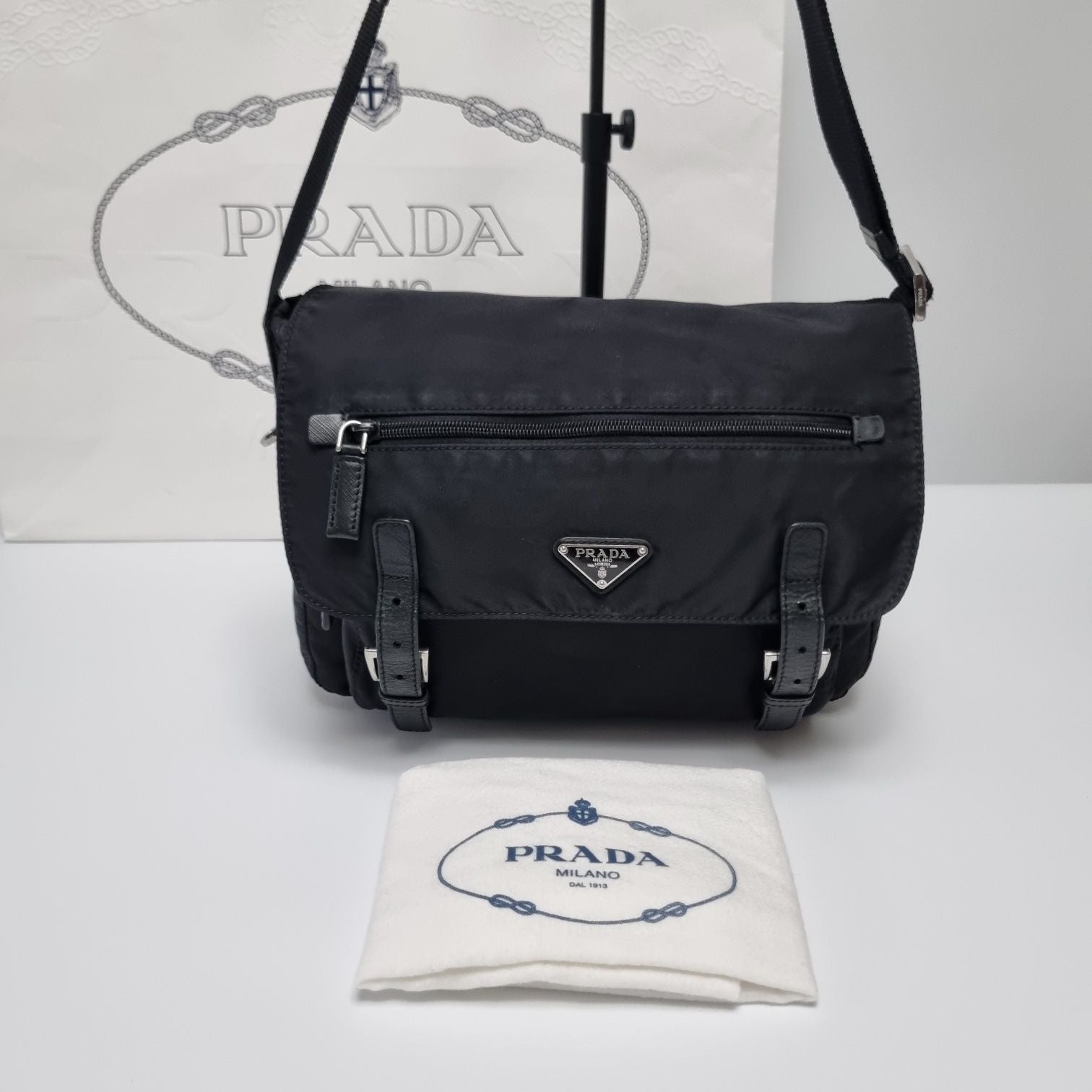 Prada Two-Buckle Messenger Bag Crossbody (New, Unisex) - SKU 412-28