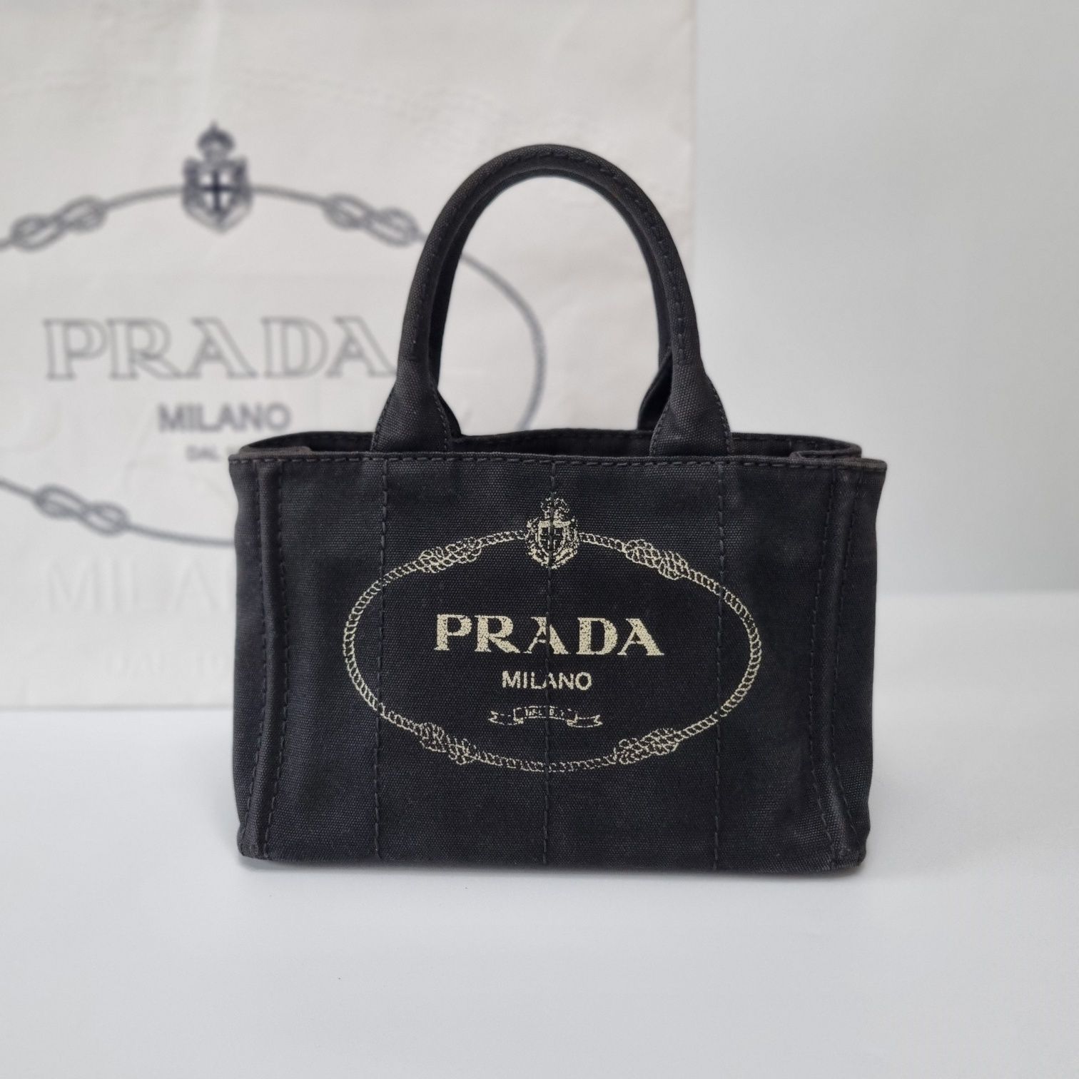Prada Canvas Tote Bag in Black - Bag [SKU: 412-40]