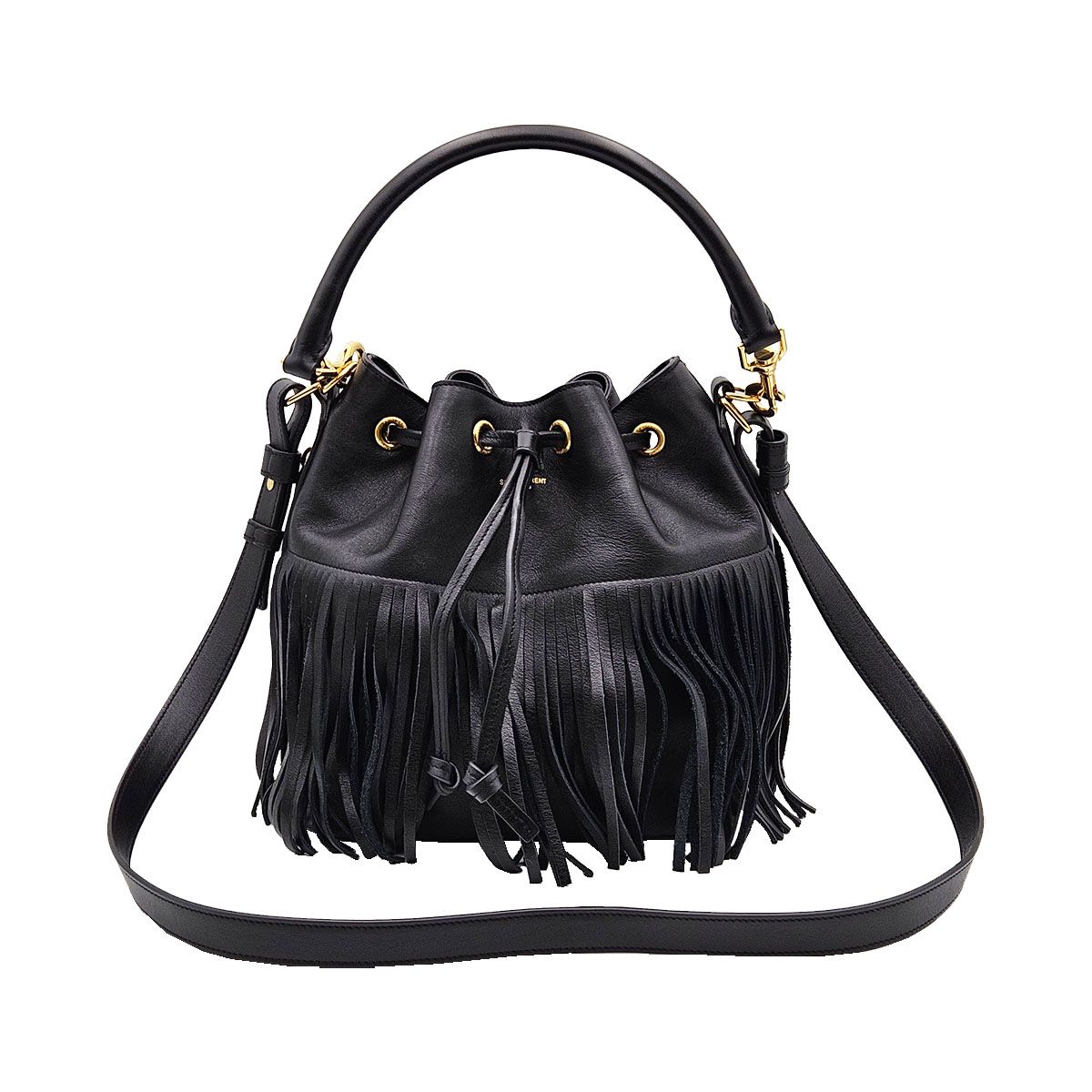 Saint Laurent Black Leather Bucket 2WAY 381762