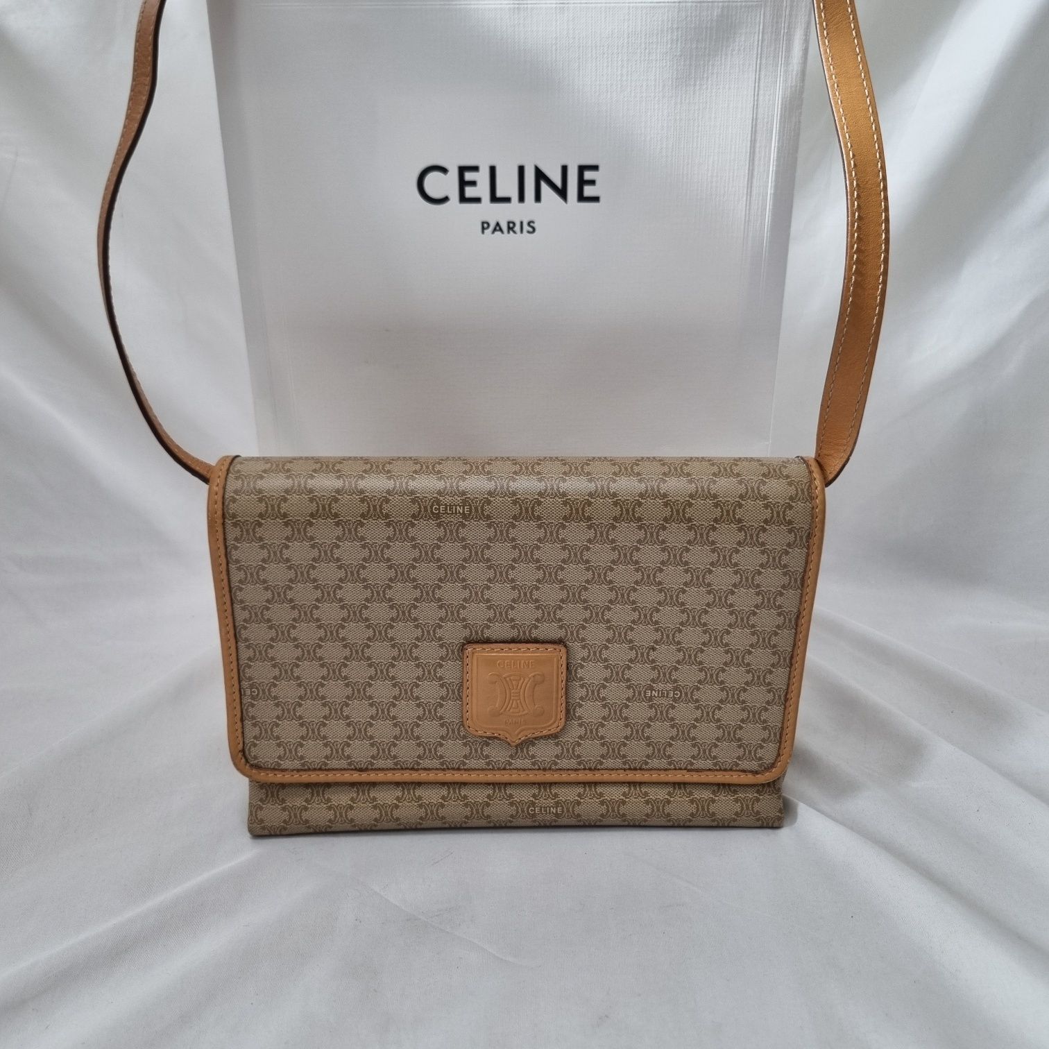 Celine Beige Shoulder Bag with Detachable Strap - SKU 410-05