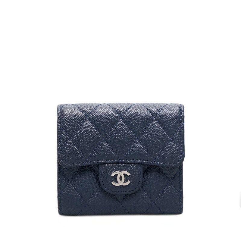CHANEL Black Classic Caviar Wallet 3-Tier #26