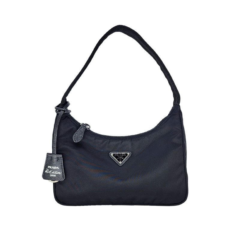 Prada Black Testato 2000 Edition Nylon Hobo Bag 2023 SKU