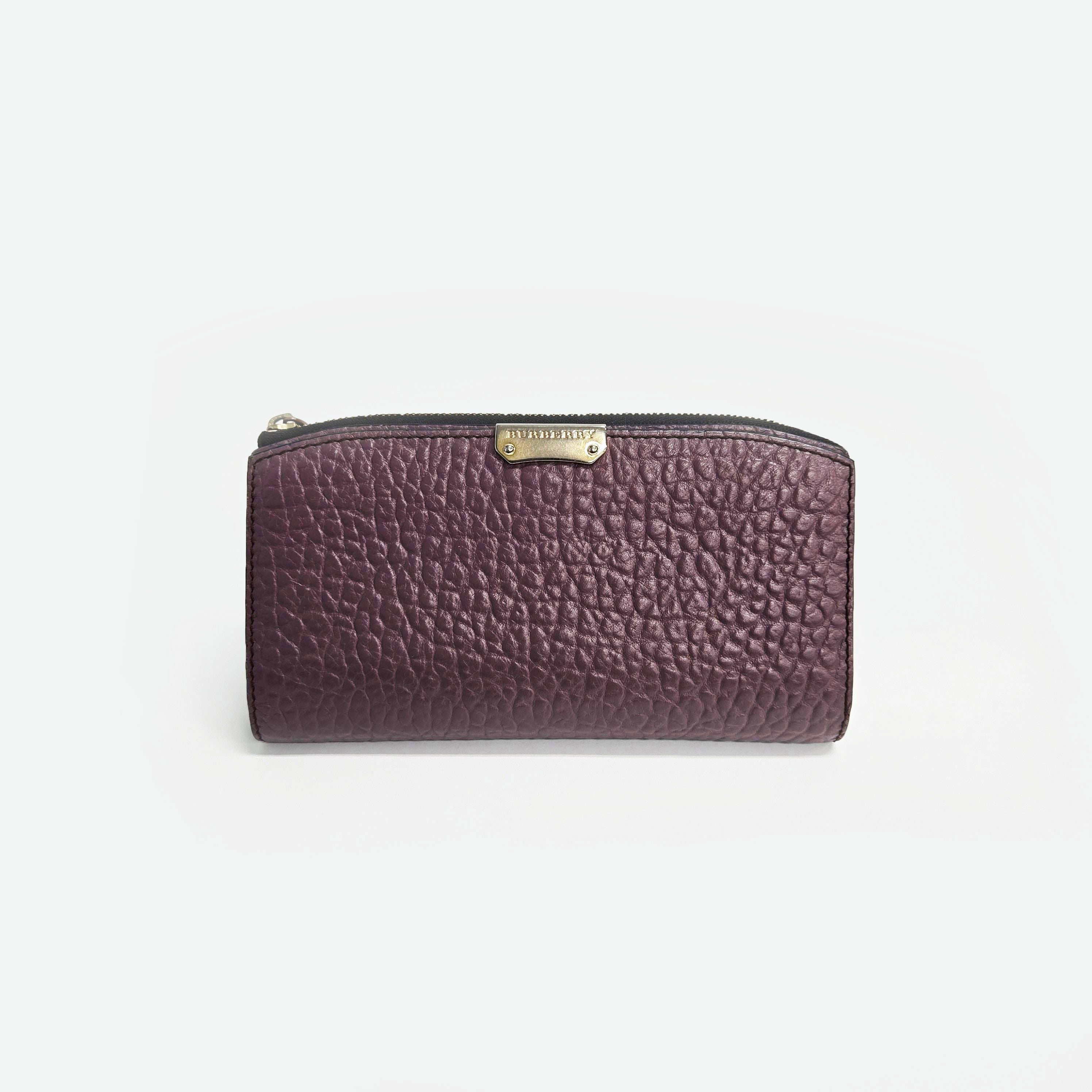 Burberry Continental Wallet in Dusky Mauve Grain (SKU: 123456)