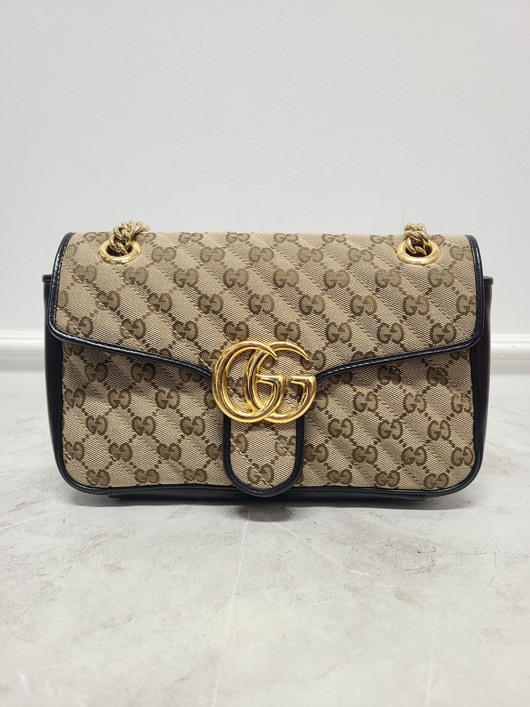 Gucci Beige GG Monogram Matelasse Canvas Small Shoulder Bag SKU-OS