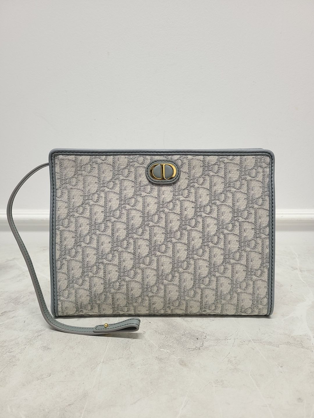 Dior Gray Obleek Jacquard 30 Montaigne Pouch Bag - SKU 30