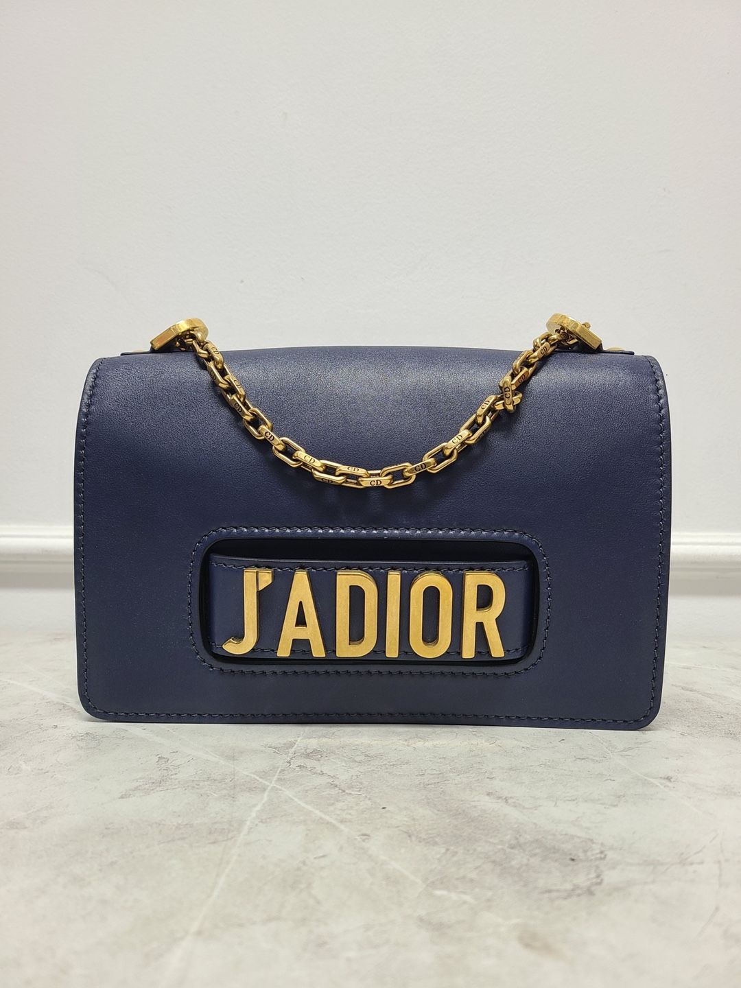 Dior Navy Leather Chain Shoulder Bag - SKU