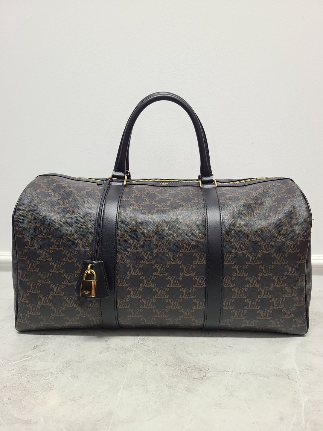 Celine Black Triomphe Canvas Medium Travel Bag - SKU