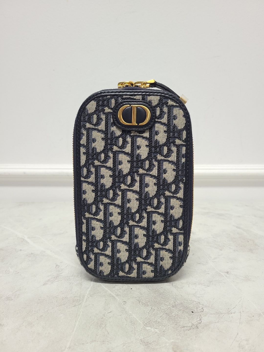 Dior Navy Oblique Montaigne30 Phone Holder Chain Bag - SKU