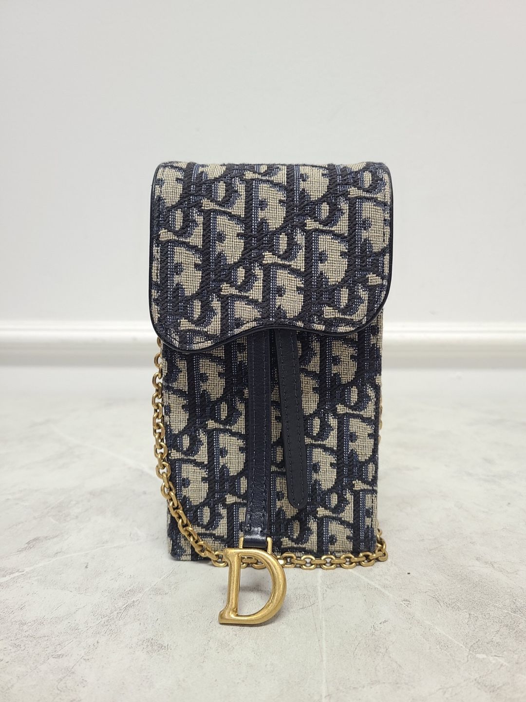 Dior Vertical Pouch Chain Crossbody Bag - OBlique Saddle (SKU: OS)