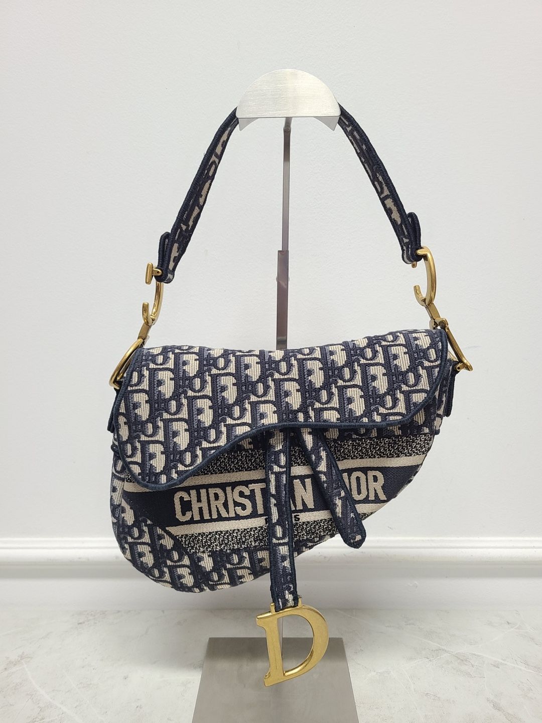Dior Blue Oblique Jacquard Embroidered Saddle Bag + Strap - SKU12345