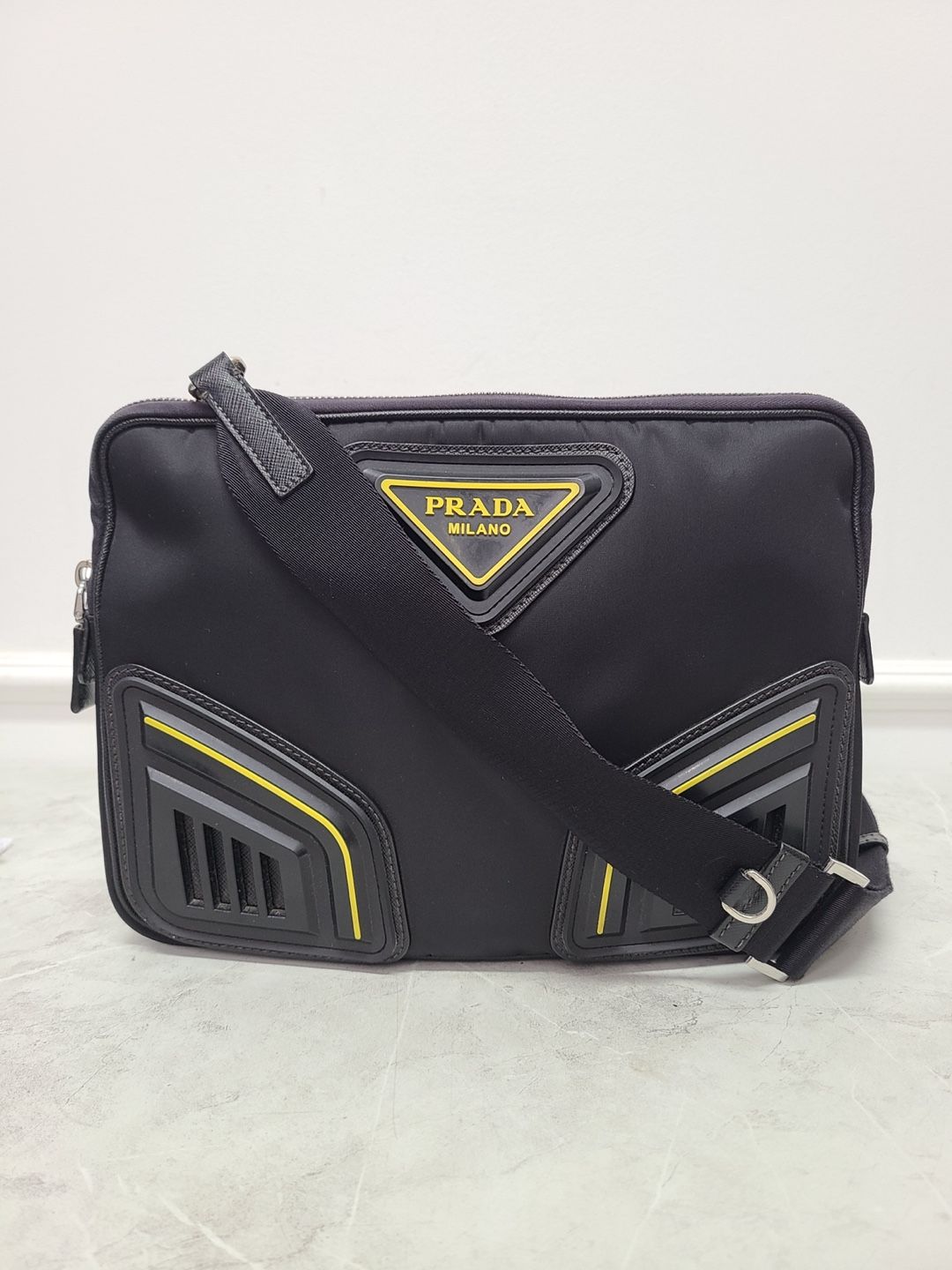 Prada Black Triangular Logo Shoulder Crossbody Bag - SKU: OS