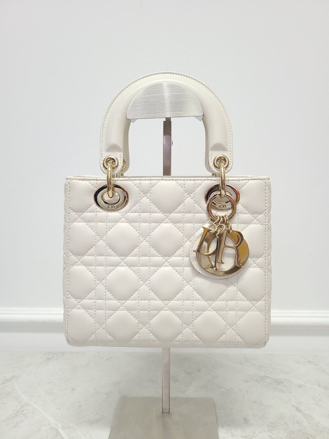 Dior White Latte Lambskin Canage Lady Small Bag - OS SKU12345