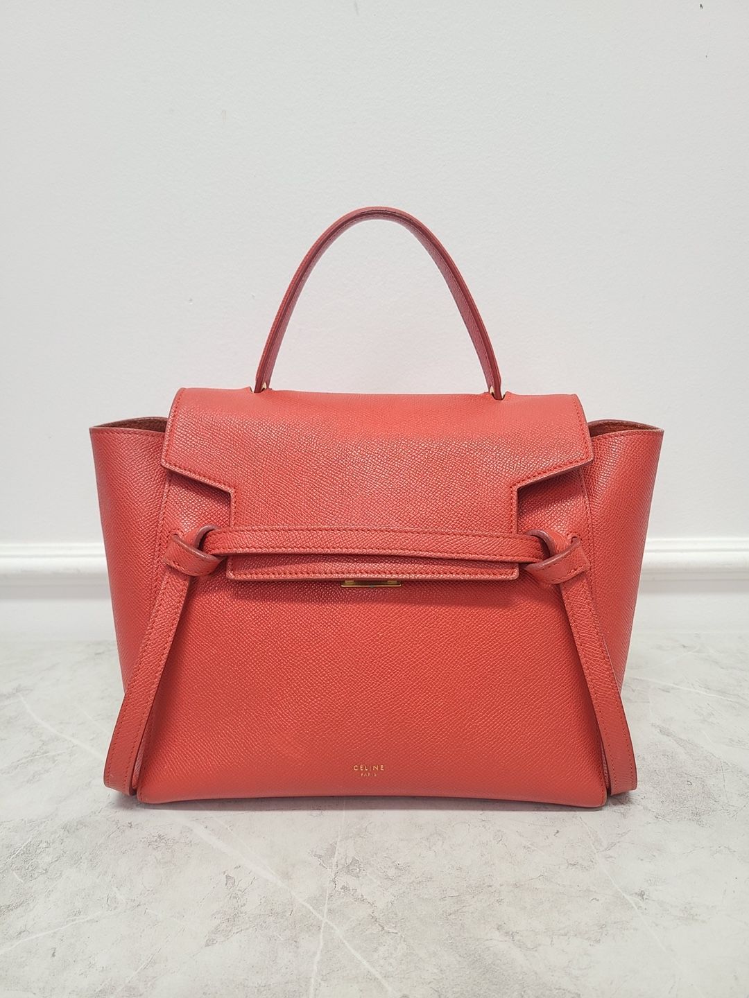 Celine Orange Calfskin Gold Detail Micro Belt Bag SKU: OS