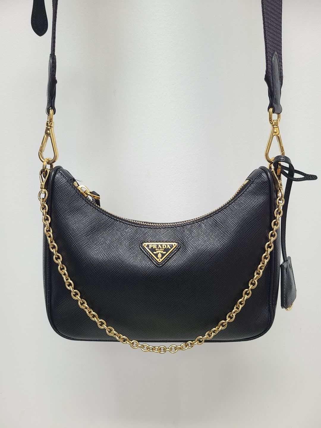Prada Black Embellished Edition Leather Hobo Shoulder Bag - SKU