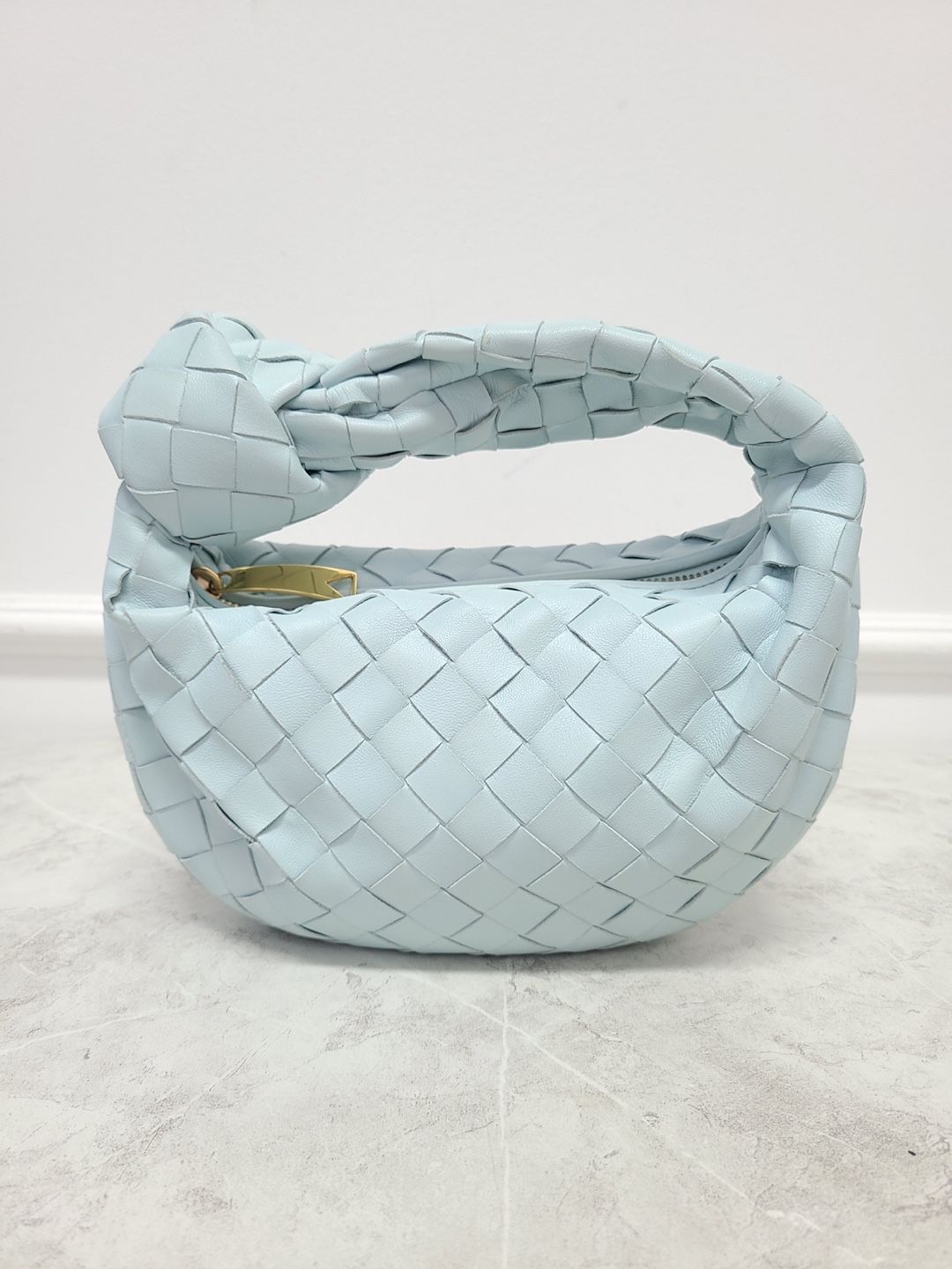 Bottega Veneta Sky Blue Intrecciato Woven Mini Crossbody Bag SKU12345