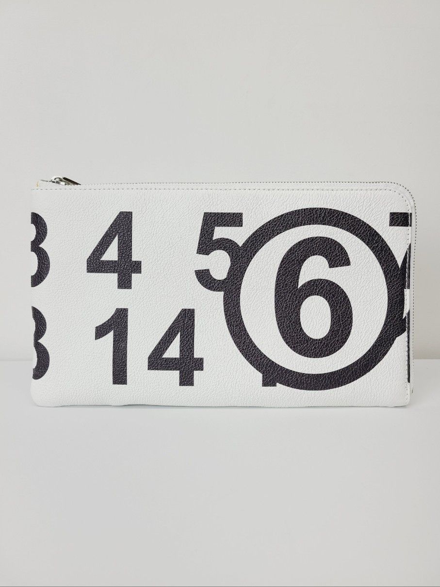 Maison Margiela White MM6 Number Leather Clutch Bag SKU
