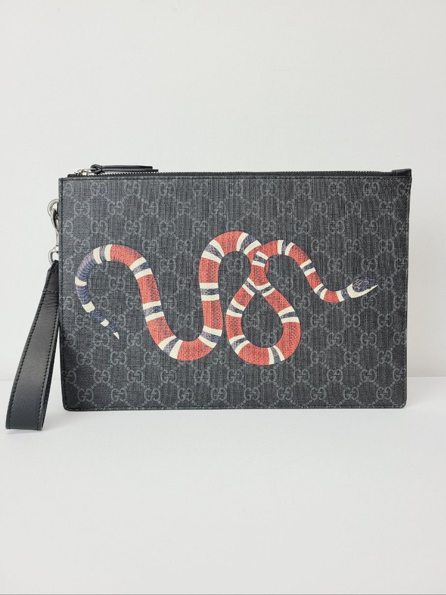 Gucci Black Supreme Snake Clutch Bag GG - SKU: OS
