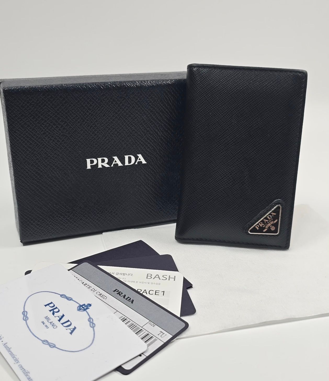 Prada Triangle Logo Saffiano Card Wallet - SKU123