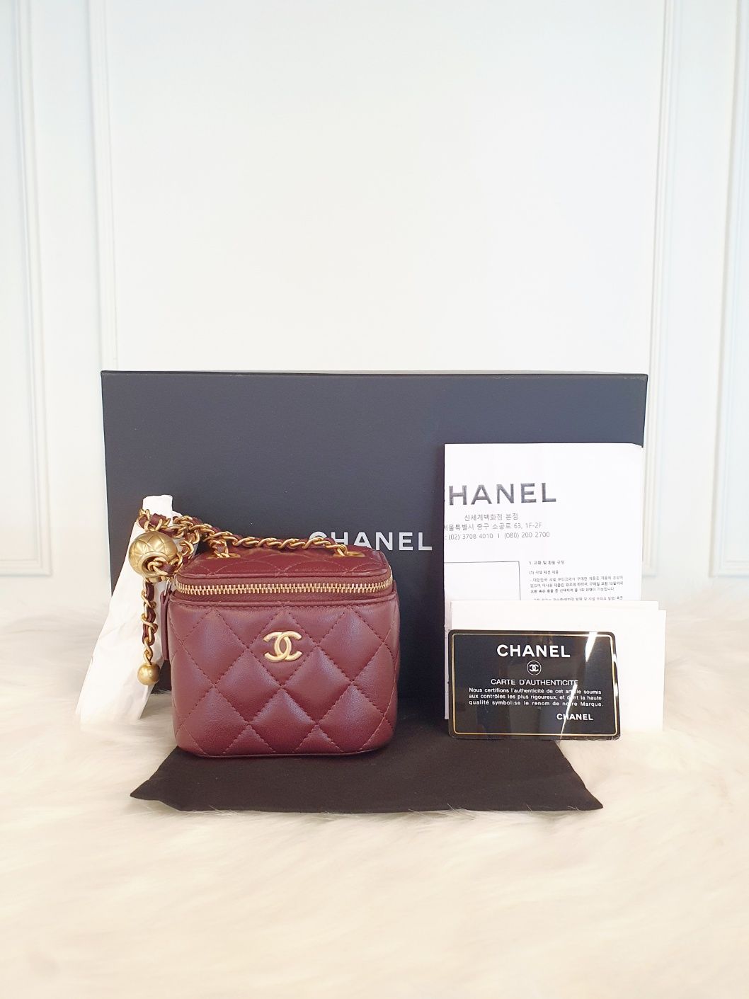 CHANEL Gold Ball Vanity Burgundy (AP1447) Size S
