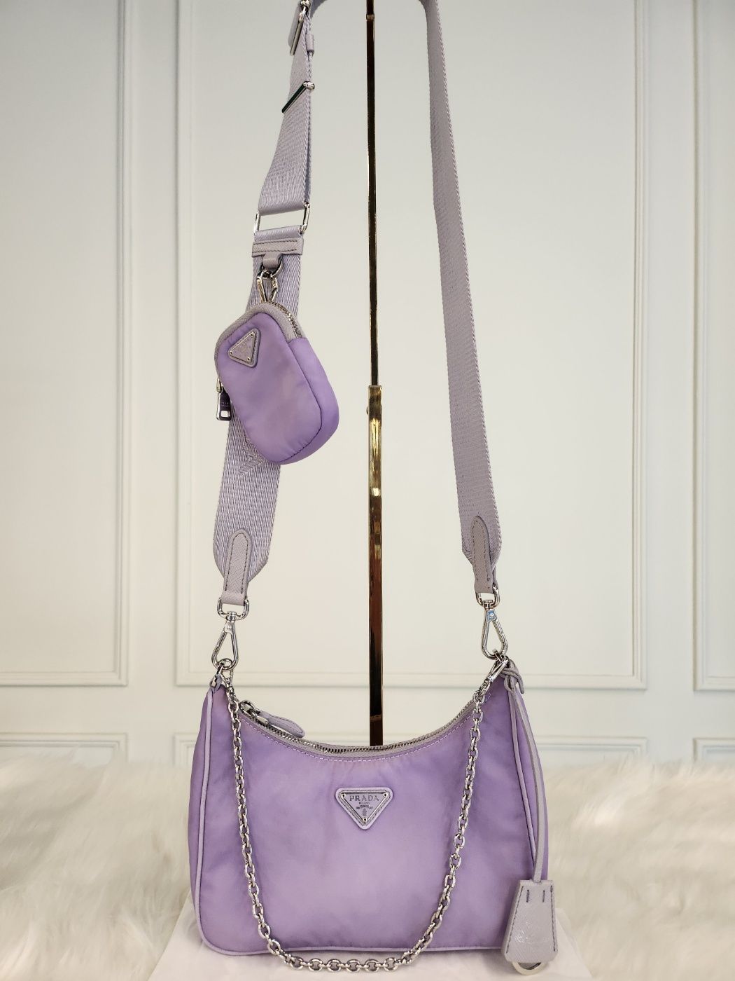 Prada Purple Chain Strap Hobo Bag (1BH204) B+ Condition