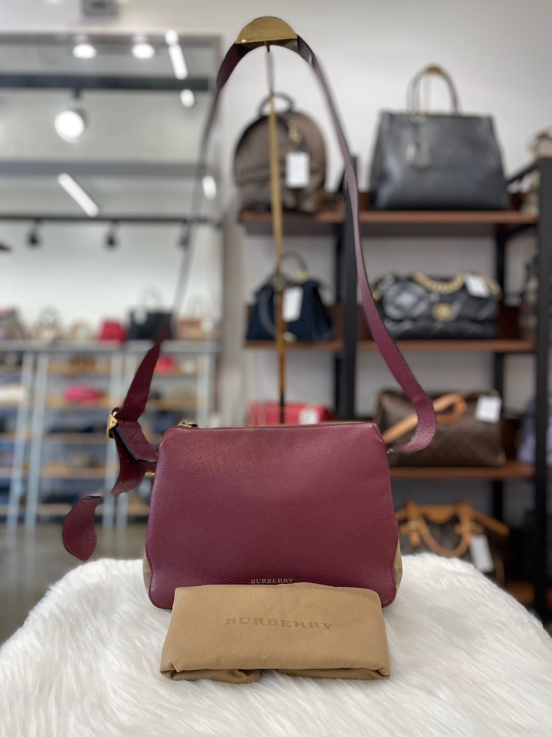 Burberry Red Nova Check Shoulder Bag B+ - SKU 123456