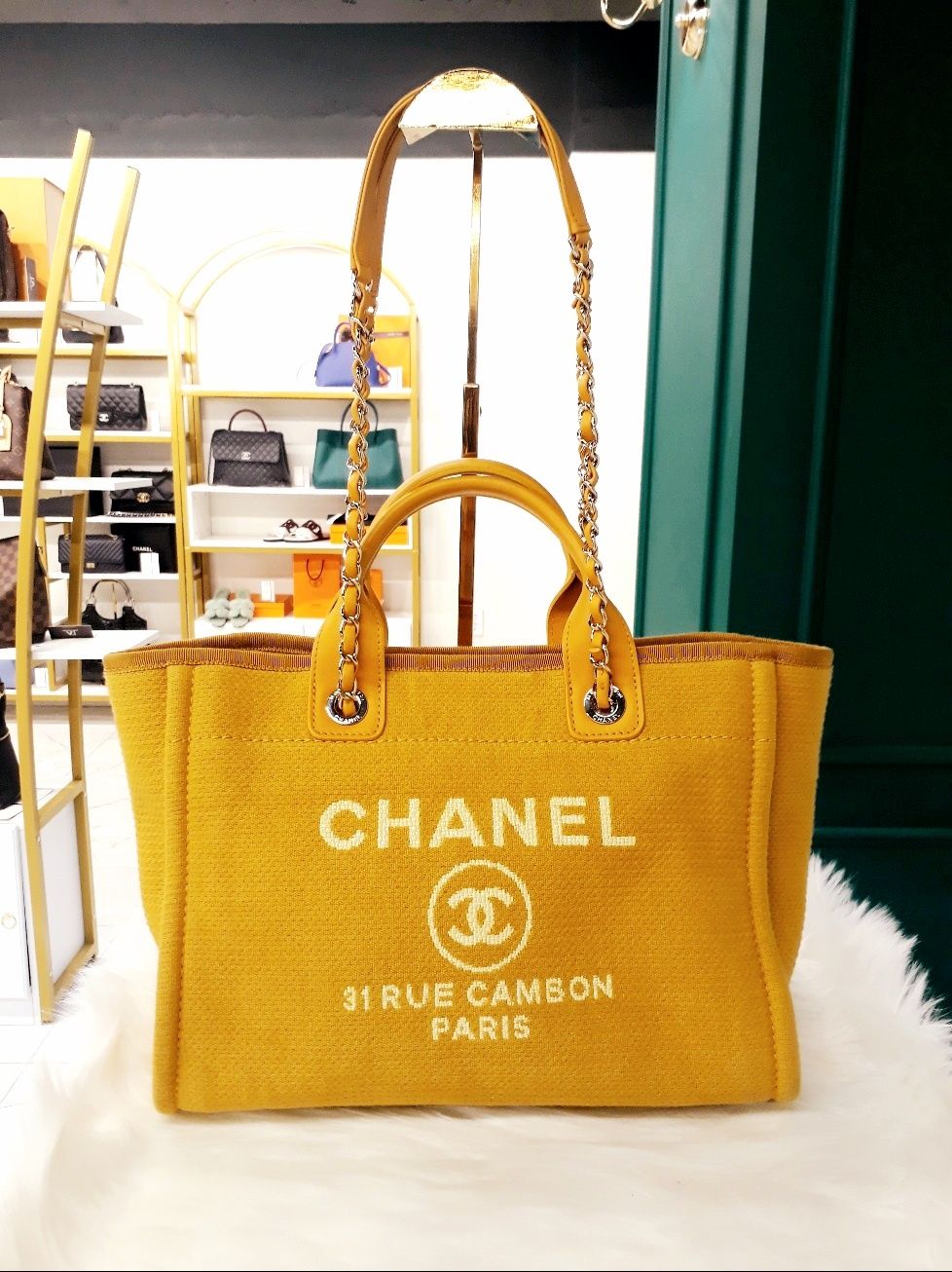 CHANEL Chain Shoulder Bag AS3257 Mustard Color A+