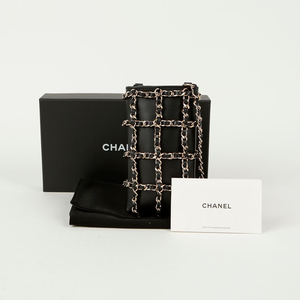 CHANEL Mesh Chain Phone Holder Crossbody Bag AP1161