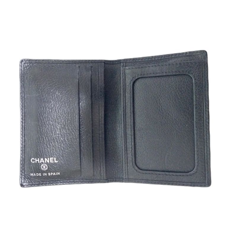 CHANEL Black Leather Card Wallet 29th with CC Logo