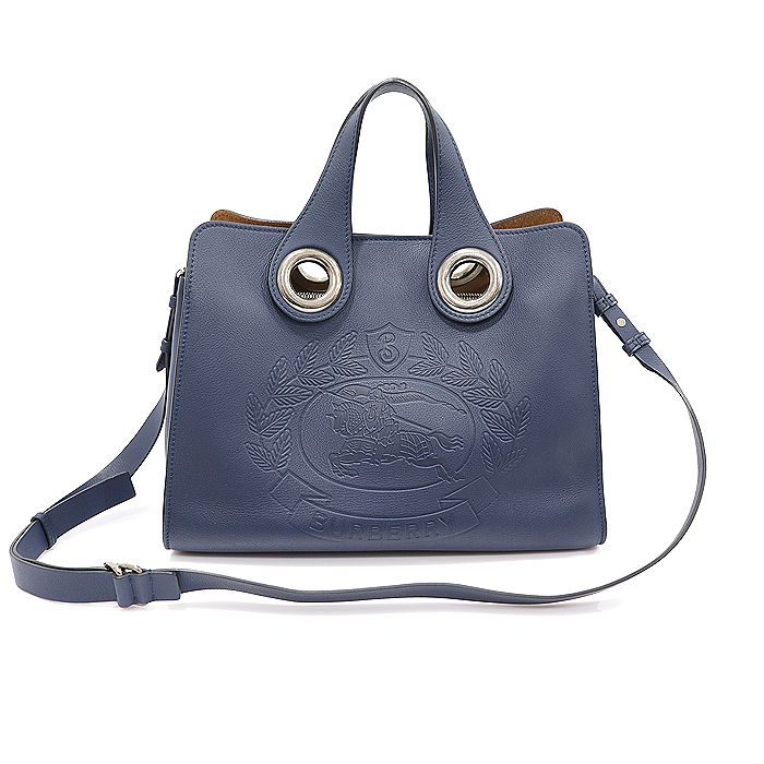 Burberry Navy Leather Crest Grognak Tote 2WAY 4079989