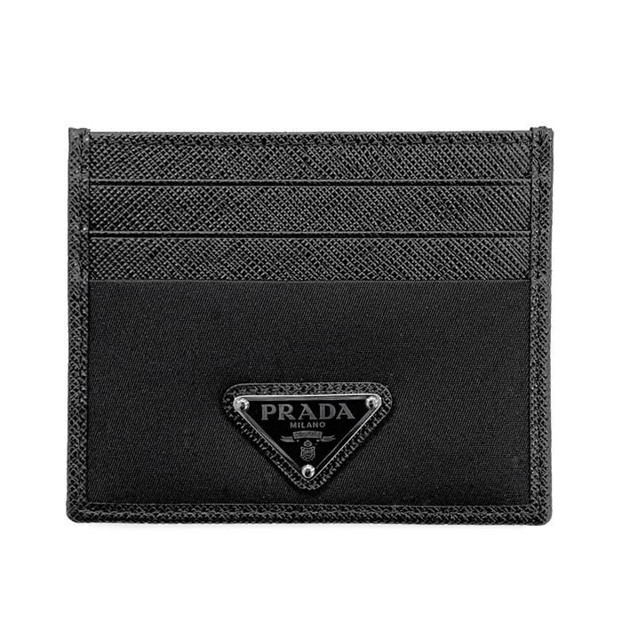 Prada Triangle Logo Lina Nylon Saffiano Leather Card Wallet 2MC025 2DMH