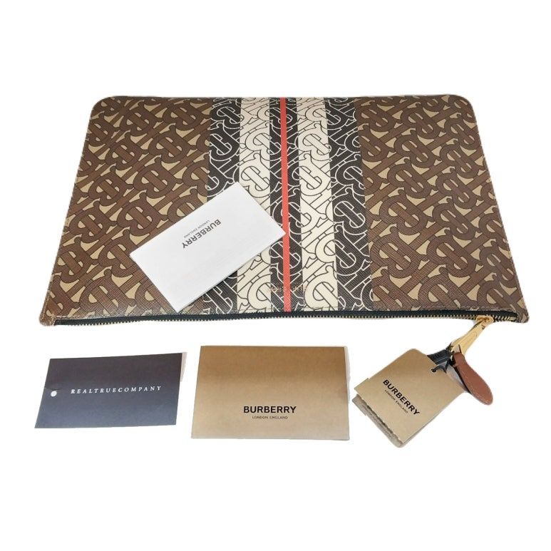 Burberry Monogram Stripe E-Canvas Unisex Clutch Bag 8025173