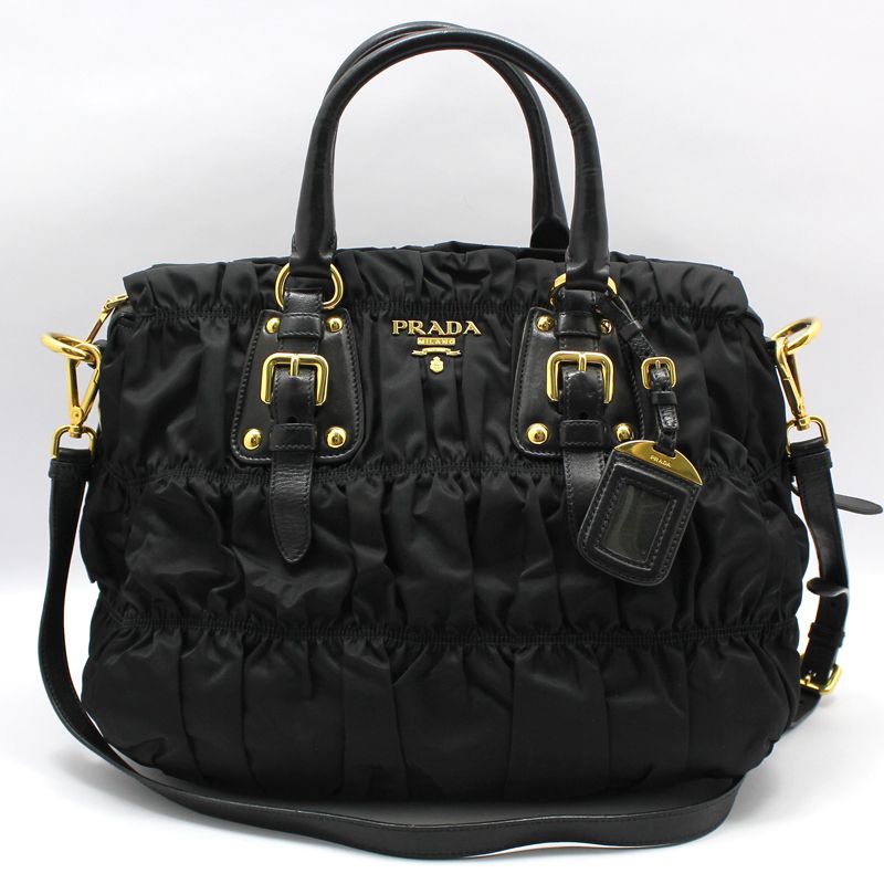Prada Black Pochette Tessuto Goffr Shoulder Bag BN1336